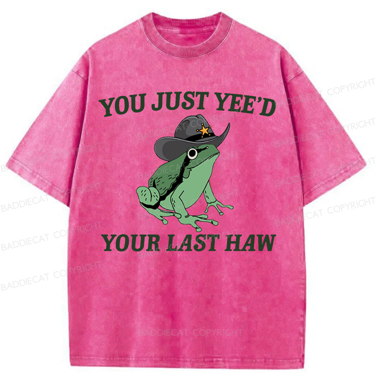 Baddiecat Cowboy Frog Washed T-shirt
