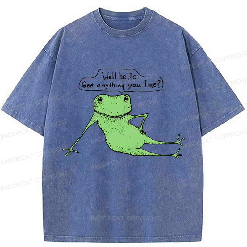 Baddiecat Flirtatious Frog Washed T-shirt