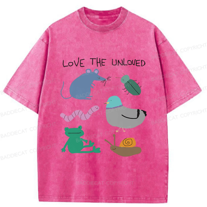 Baddiecat Love The Unloved Funny Animal Washed T-shirt