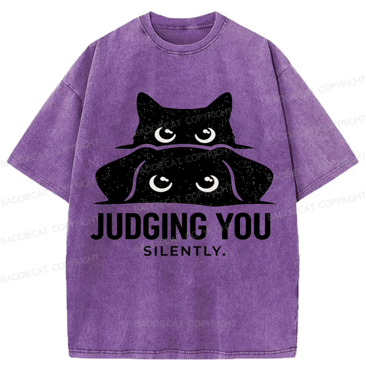 Baddiecat Judging You Silently Washed T-shirt