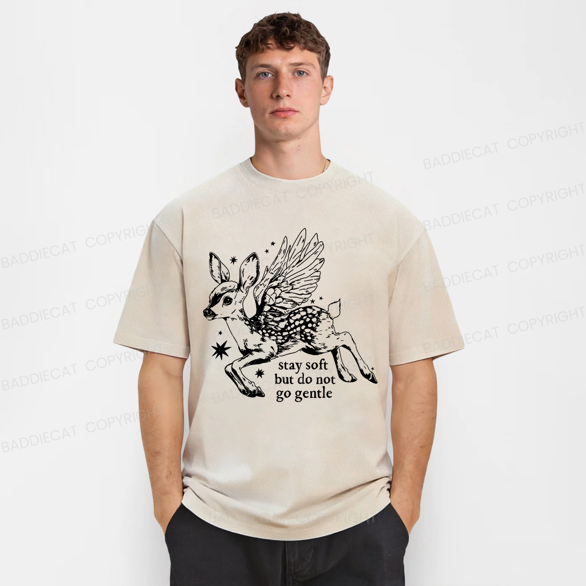 Baddiecat Resisting The Fawn Washed T-shirt