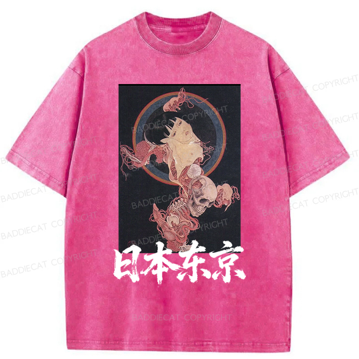 Baddiecat Japanese-style Tokyo Washed T-shirt