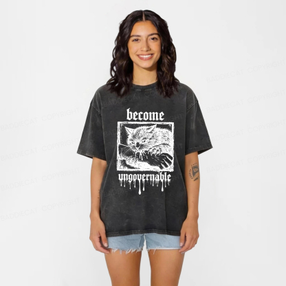 Baddiecat Become Ungovernable Washed T-shirt