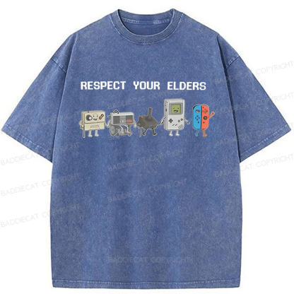 Baddiecat The Game Respect Your Elders Funny Washed T-shirt