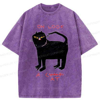 Baddiecat Funny Cat Washed T-shirt