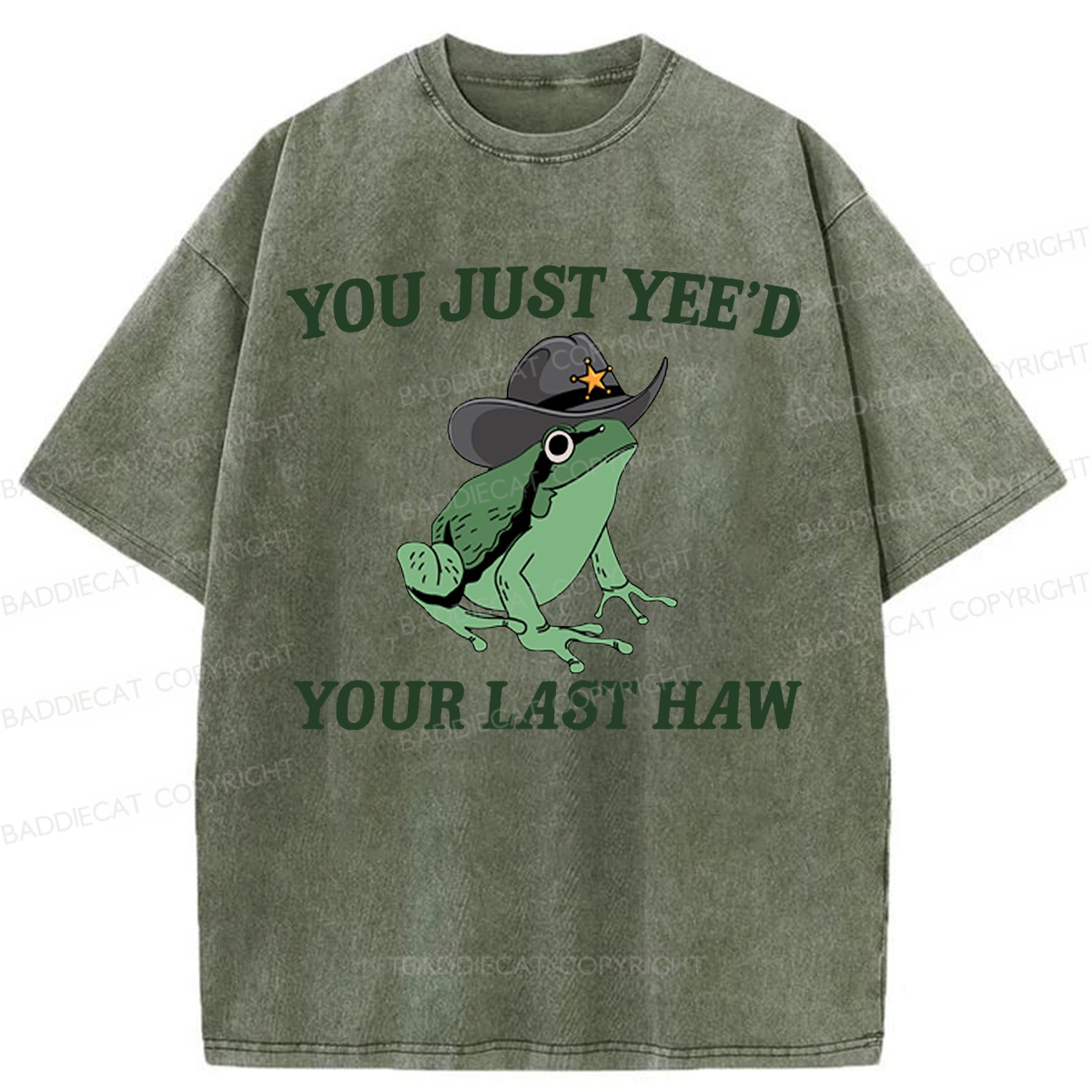 Baddiecat Cowboy Frog Washed T-shirt