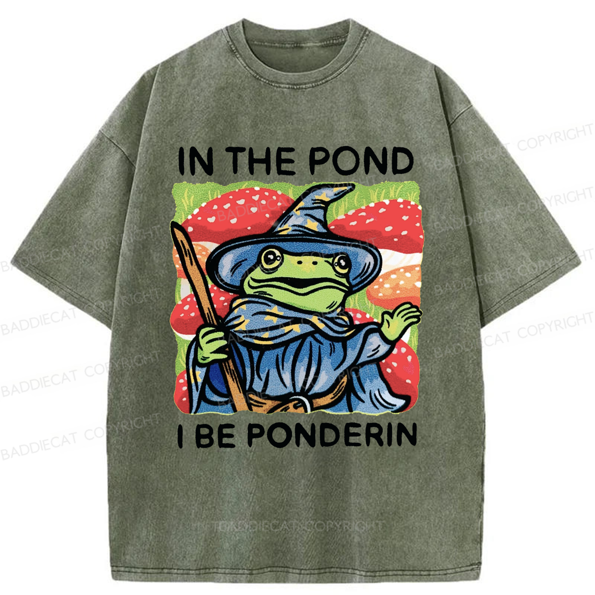 Baddiecat In The Pond I Be Ponderin Washed T-shirt