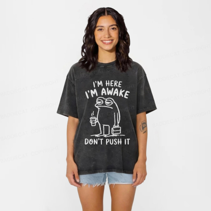 Baddiecat Sleep-deprived Frog Washed T-shirt