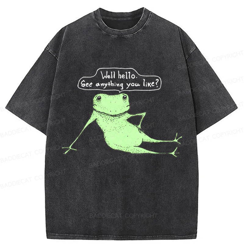 Baddiecat Flirtatious Frog Washed T-shirt