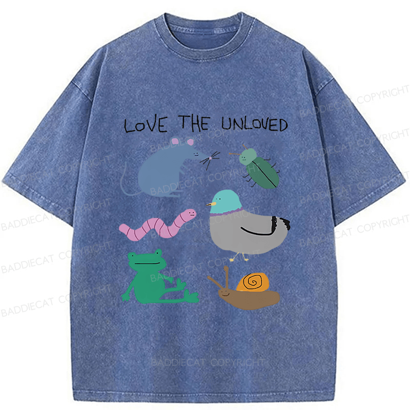 Baddiecat Love The Unloved Funny Animal Washed T-shirt