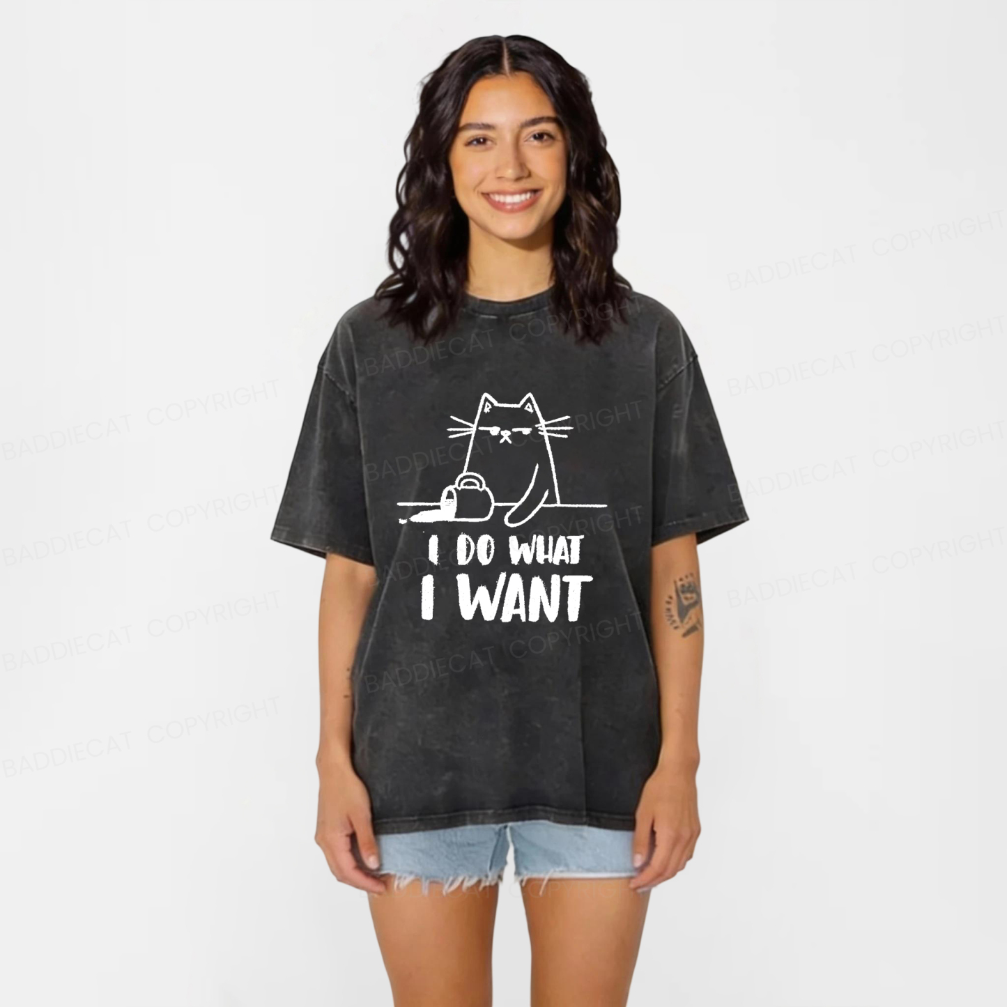 Baddiecat Do What I Want To Do Washed T-shirt