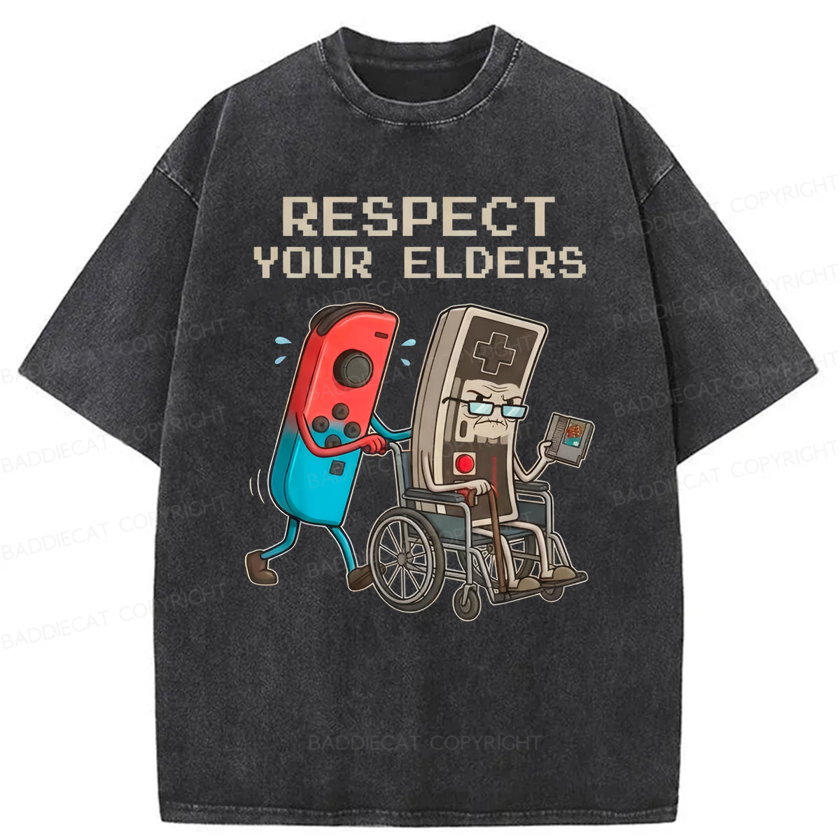 Baddiecat Respect Your Elders Washed T-shirt