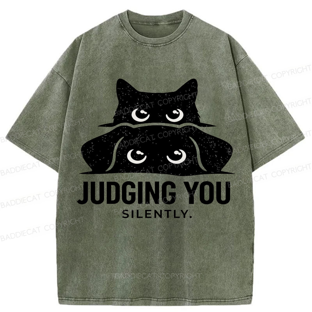 Baddiecat Judging You Silently Washed T-shirt