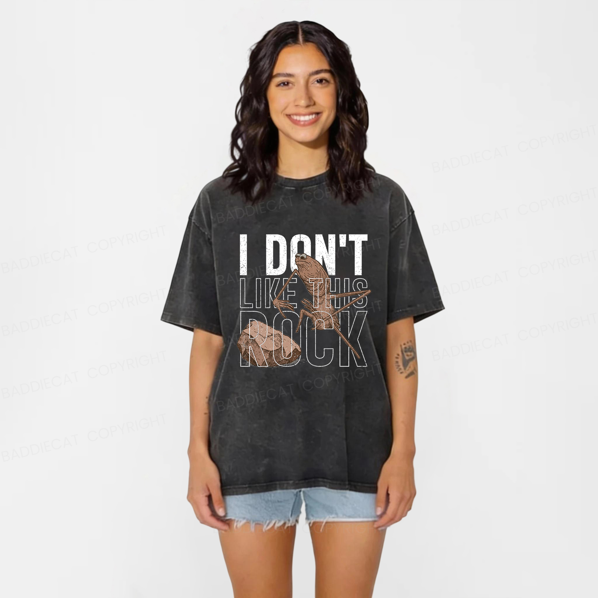 Baddiecat I Don't Like This Rock Washed T-shirt