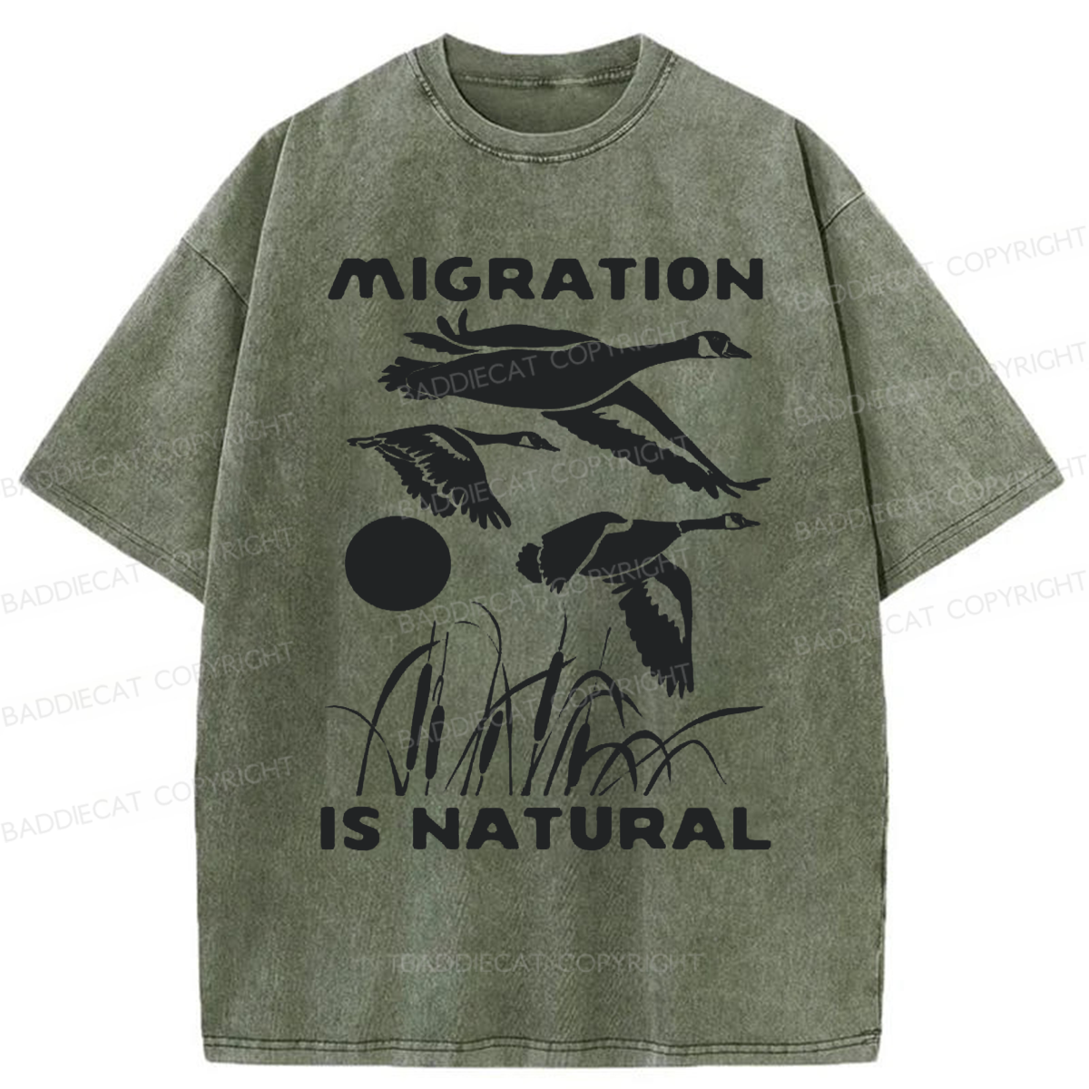 Baddiecat Migration Is Natural Washed T-shirt