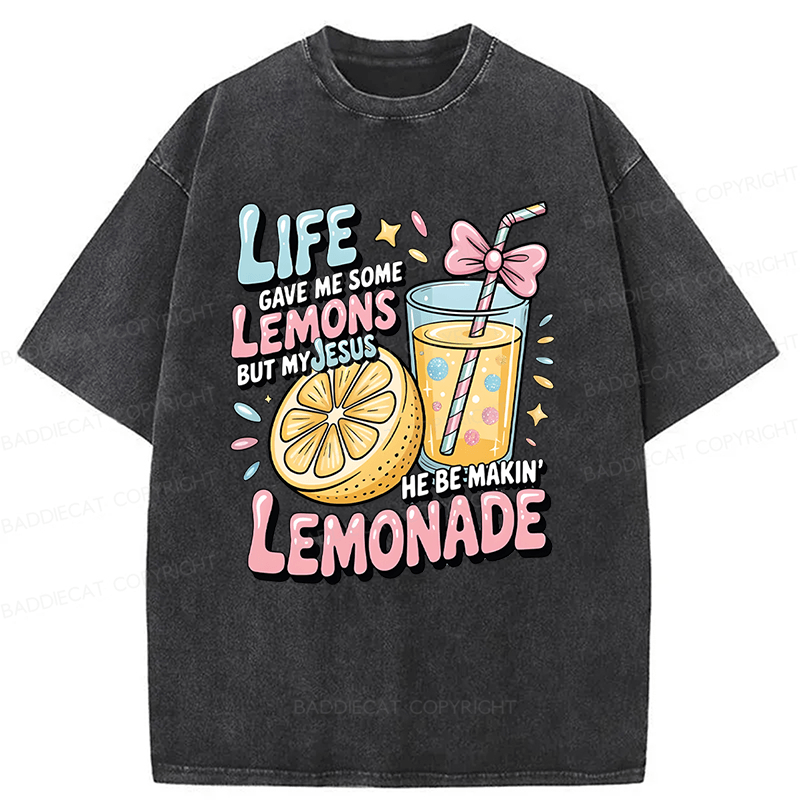 Baddiecat Jesus Lemonade Washed T-shirt