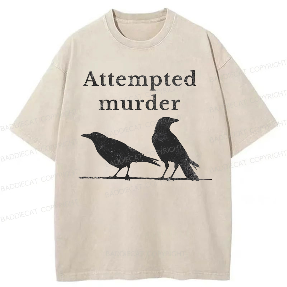 Baddiecat Crow Raven Attempted Murder Washed T-shirt