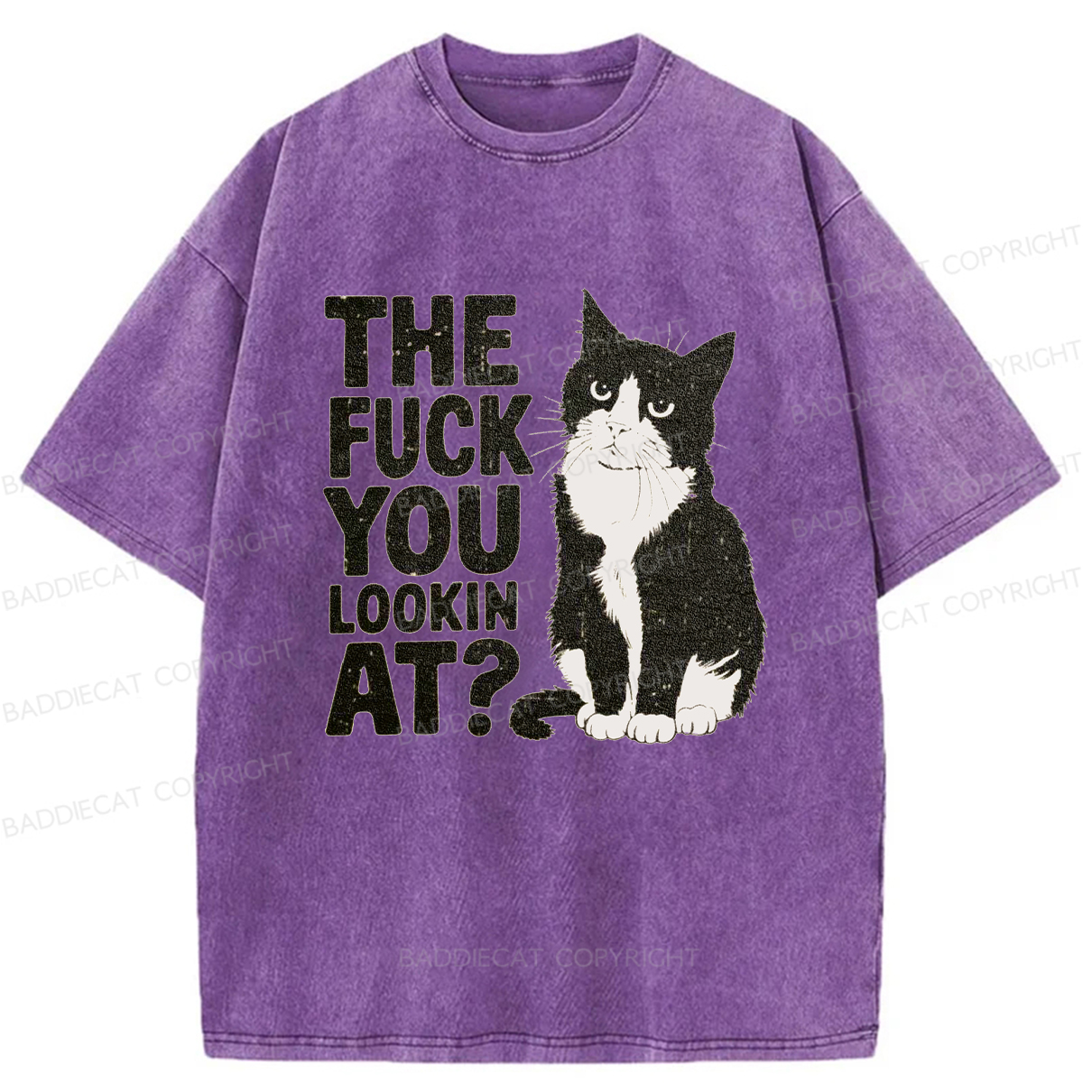 Baddiecat The Fuck You Lookin At Washed T-shirt