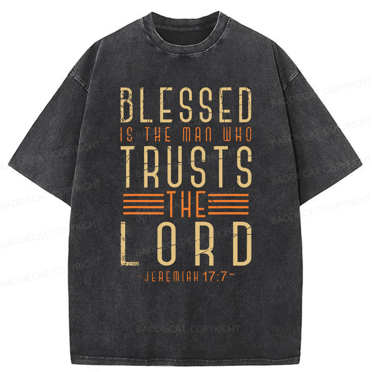 Baddiecat Blessed Christian Faith Washed T-shirt