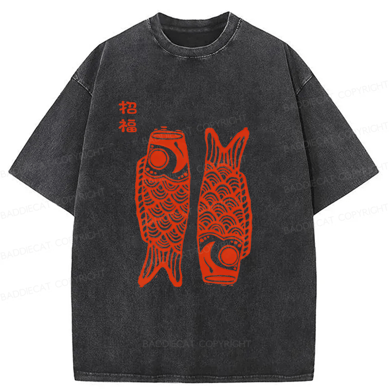 Baddiecat Japanese Carp Washed T-shirt