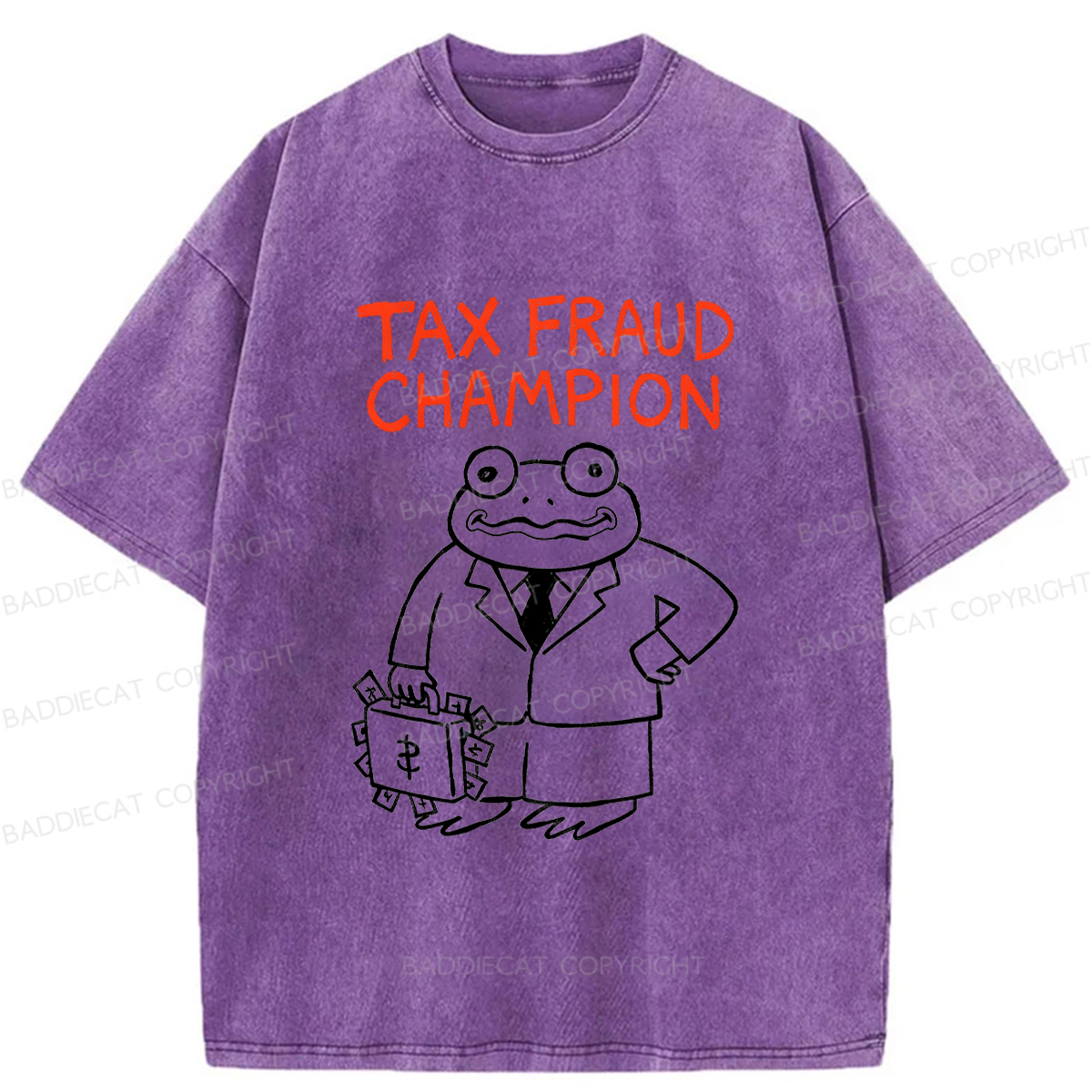 Baddiecat Tax Fraud Frog Washed T-shirt