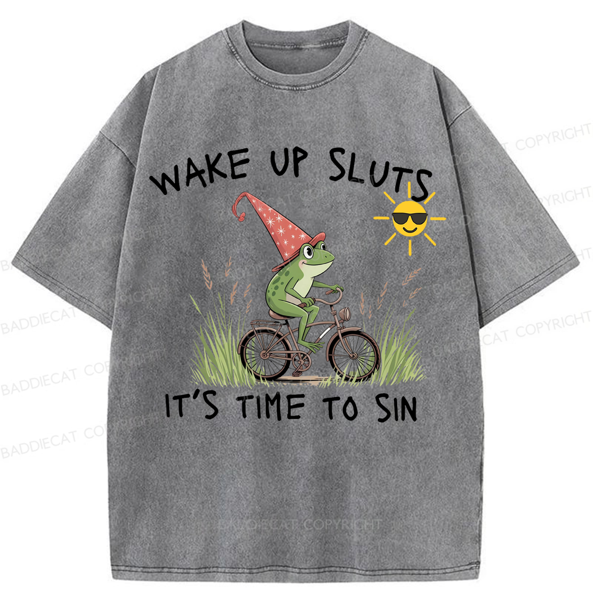 Baddiecat Wake Up Sluts It's Time To Sin Washed T-shirt