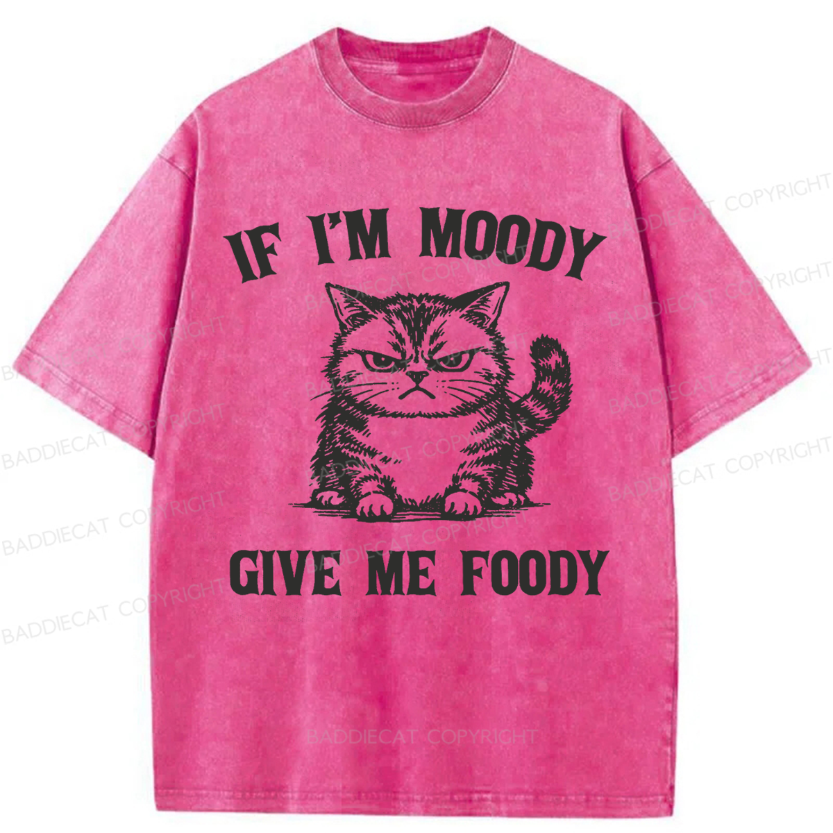 Baddiecat Funny If I'm Moody Give Me Foody Washed T-shirt