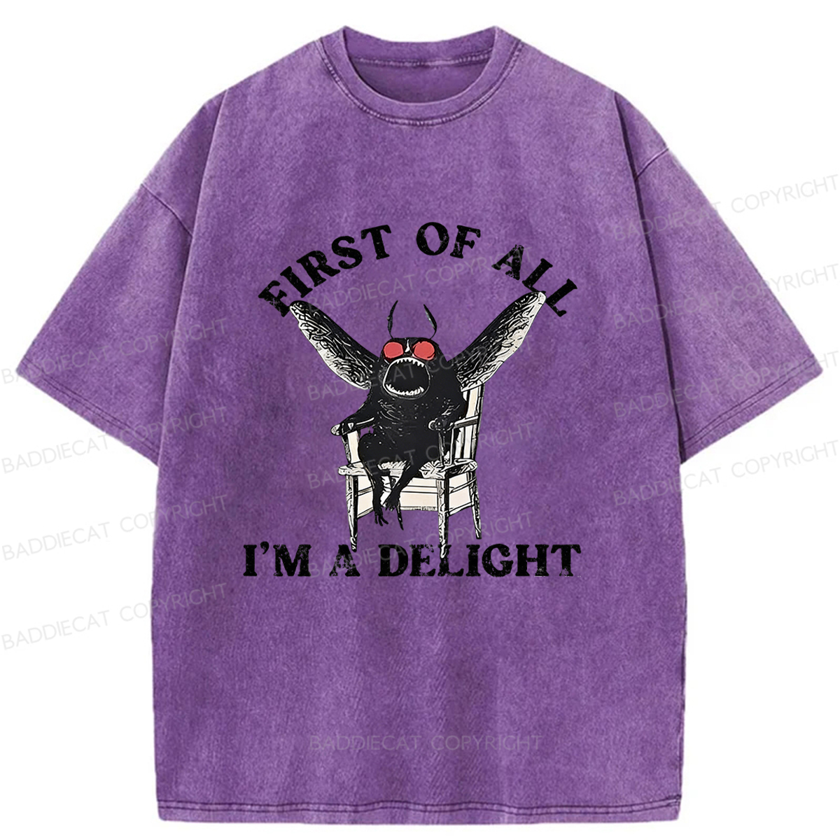 Baddiecat Pleasing Mothman Washed T-shirt