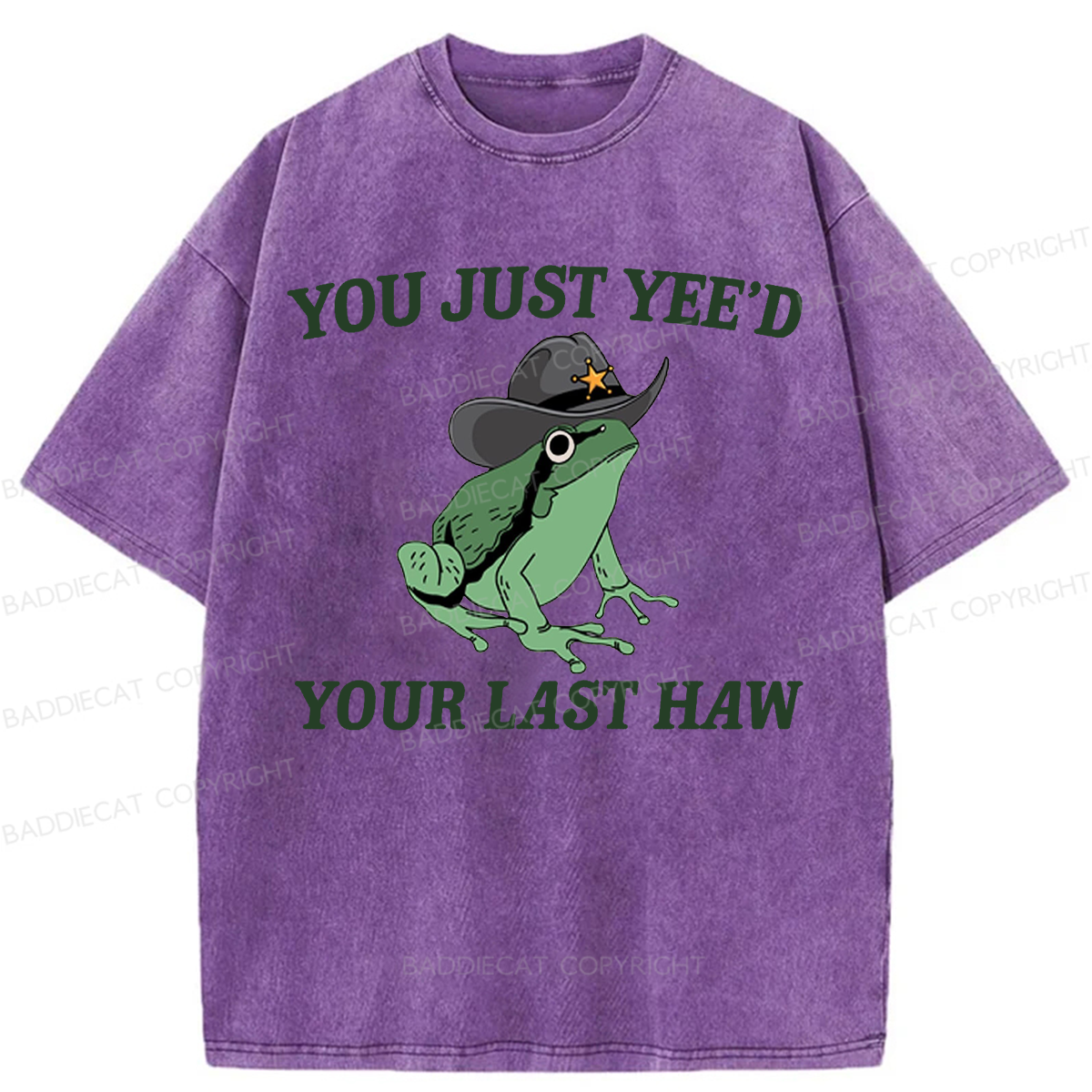 Baddiecat Cowboy Frog Washed T-shirt