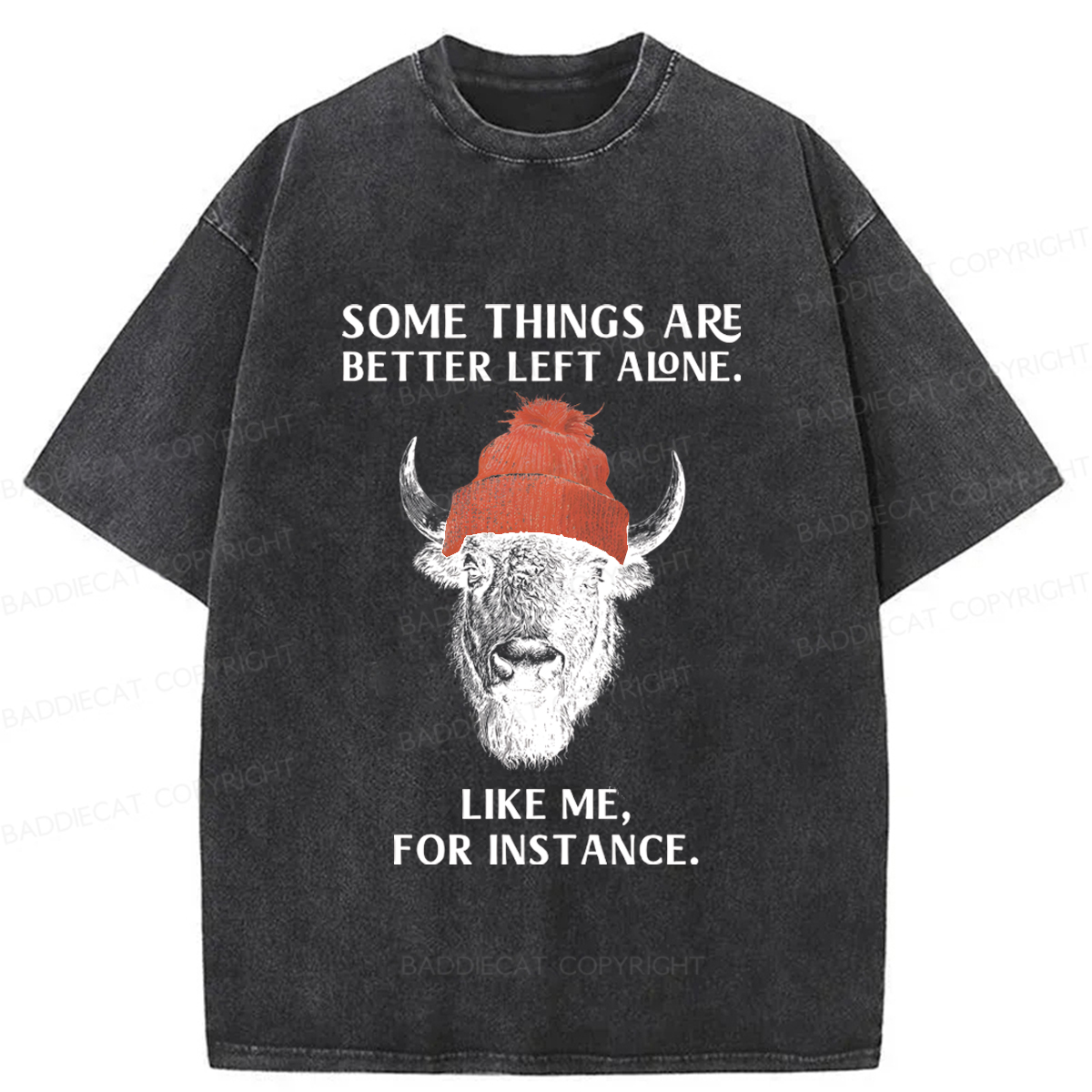 Baddiecat Funny Cow Washed T-shirt