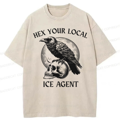 Baddiecat Hex Your Local ICE Agent Washed T-shirt
