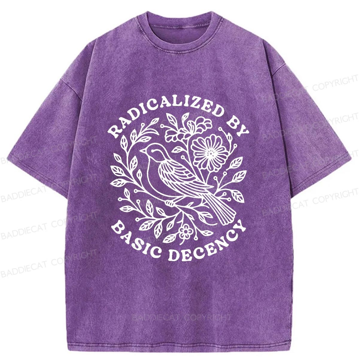 Baddiecat Radicalized By Basic Decency Washed T-shirt