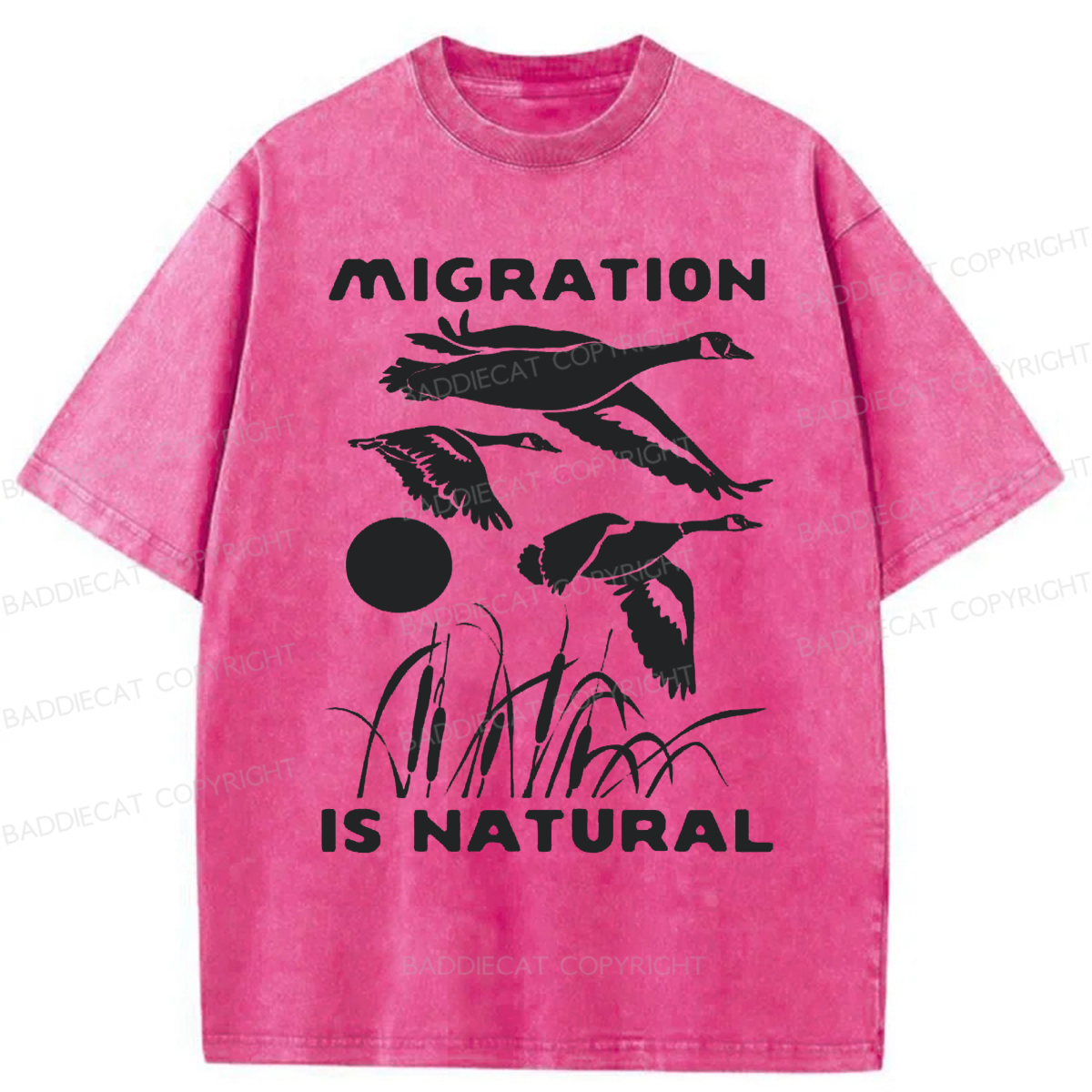 Baddiecat Migration Is Natural Washed T-shirt