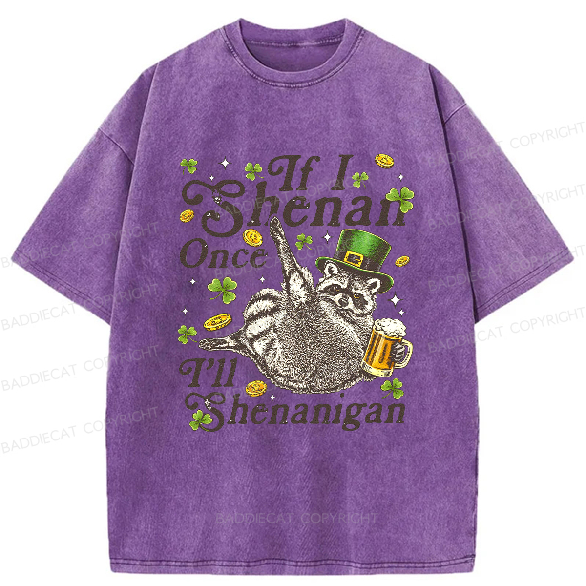 Baddiecat If I Shenan Once I'll Shenanigan Washed T-shirt