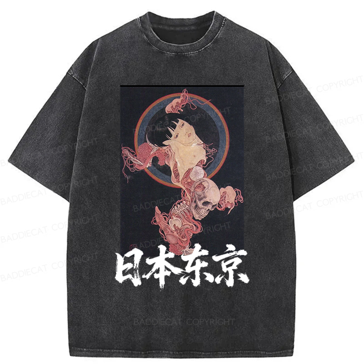 Baddiecat Japanese-style Tokyo Washed T-shirt