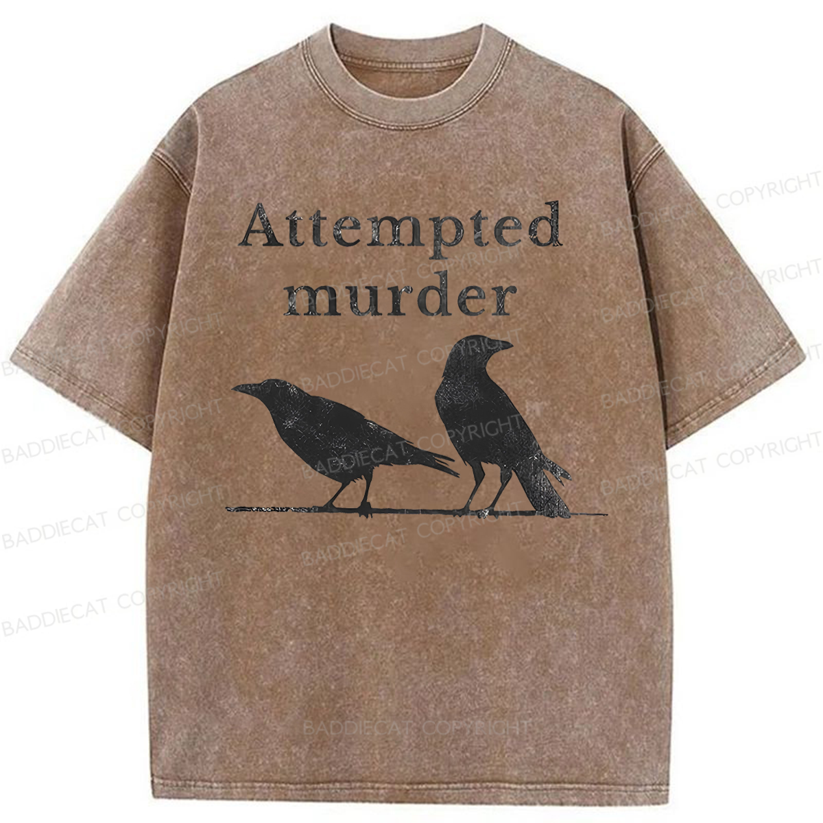 Baddiecat Crow Raven Attempted Murder Washed T-shirt