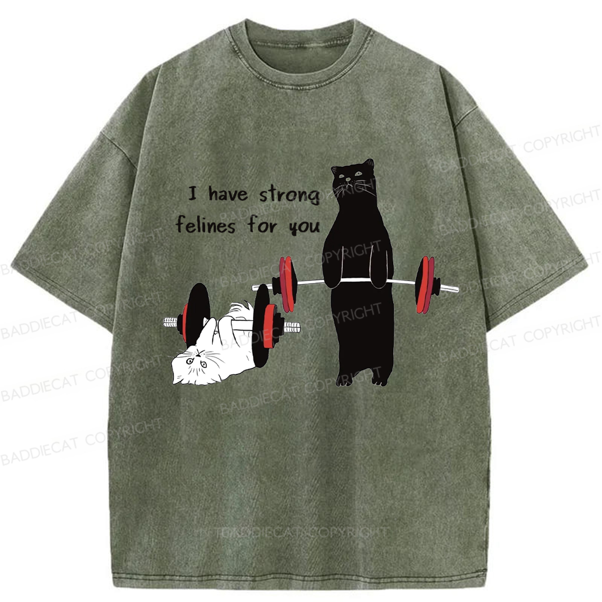 Baddiecat Powerful Cat Washed T-shirt