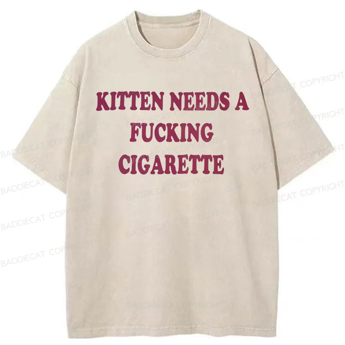 Baddiecat Kitten Needs A Cigarette Washed T-shirt