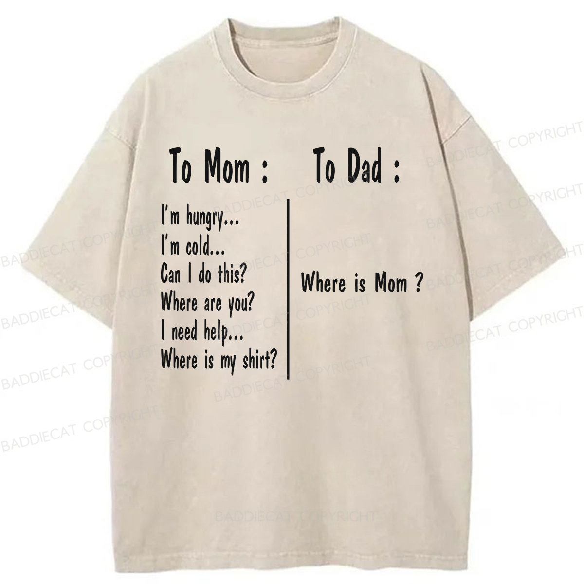 Baddiecat Funny Family Humor Washed T-shirt