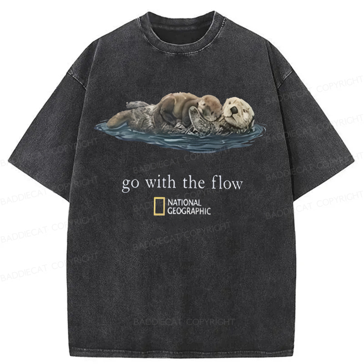 Baddiecat Funny Go With The Flow Washed T-shirt