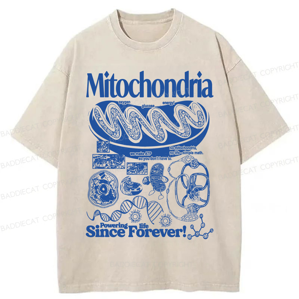 Baddiecat Mitochondria Vintage Science Washed T-shirt