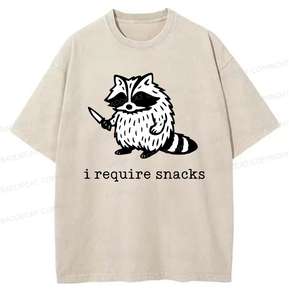 Baddiecat I Require Snacks Washed T-shirt