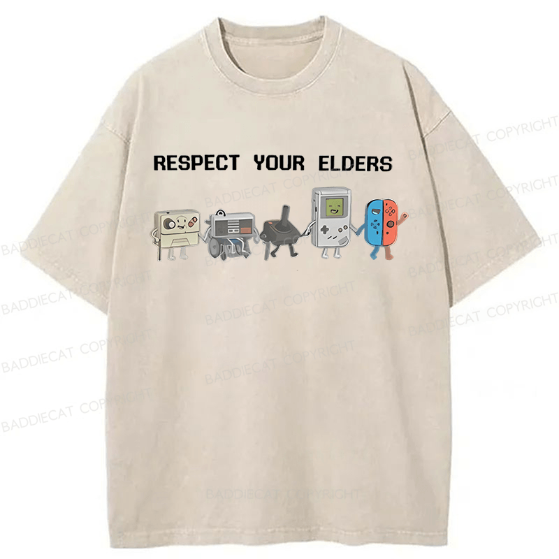 Baddiecat The Game Respect Your Elders Funny Washed T-shirt
