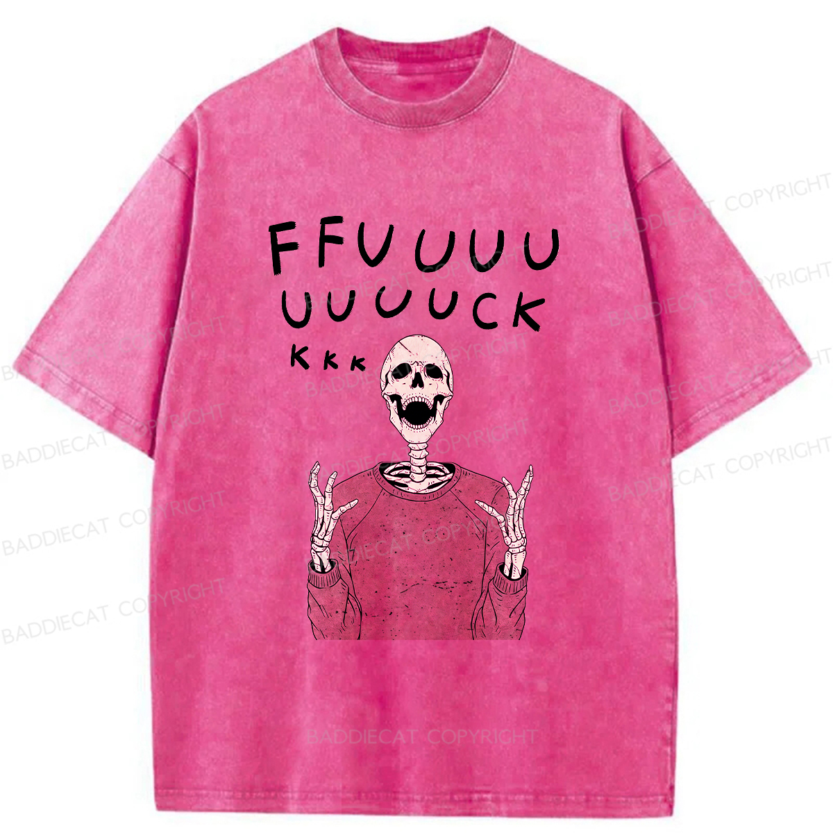 Baddiecat Complaining Skull Washed T-shirt