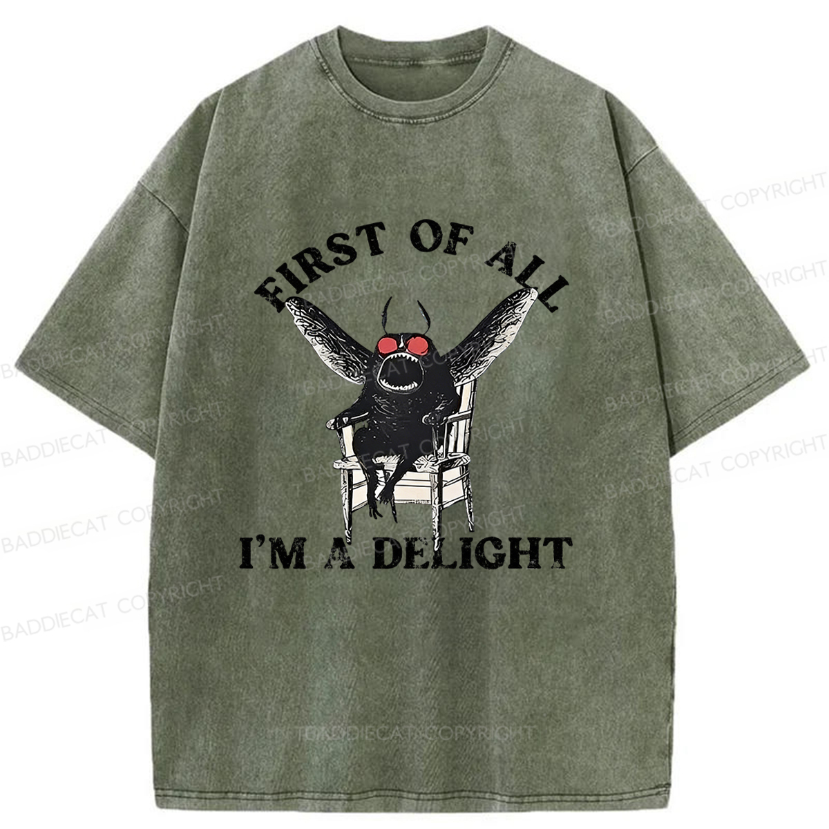 Baddiecat Pleasing Mothman Washed T-shirt