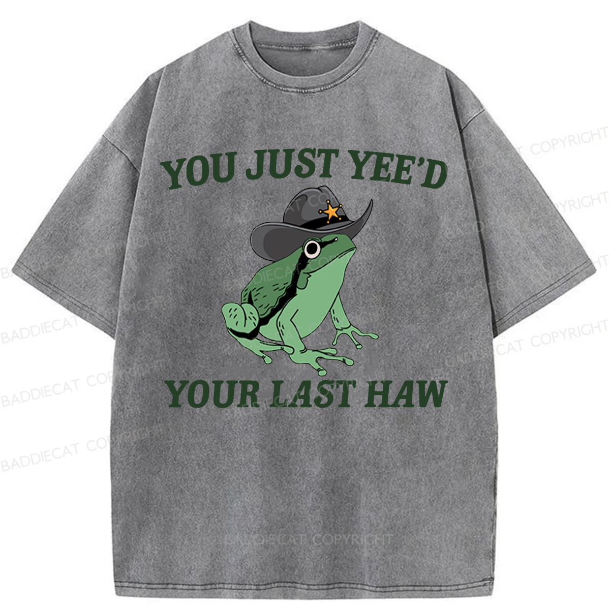Baddiecat Cowboy Frog Washed T-shirt