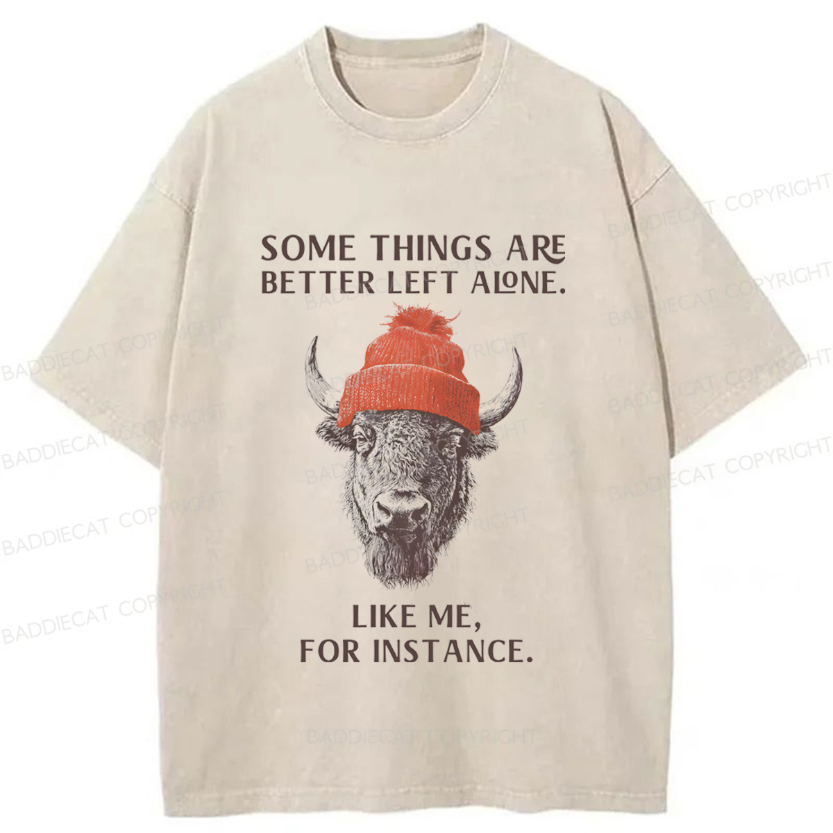 Baddiecat Funny Cow Washed T-shirt