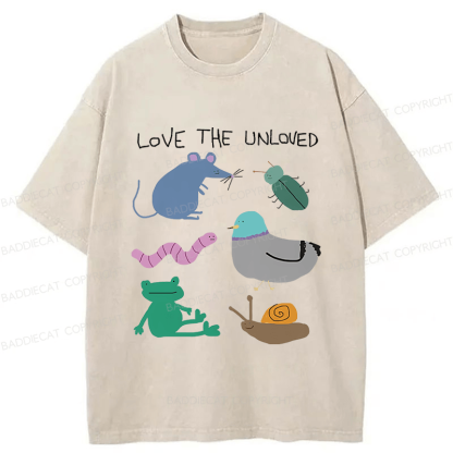 Baddiecat Love The Unloved Funny Animal Washed T-shirt
