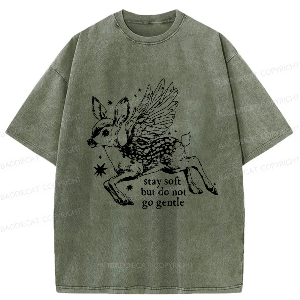 Baddiecat Resisting The Fawn Washed T-shirt