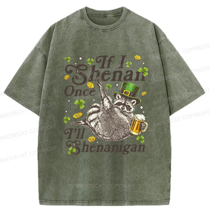 Baddiecat If I Shenan Once I'll Shenanigan Washed T-shirt
